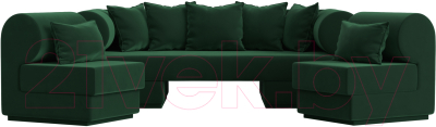 Комплект мягкой мебели Лига Диванов Кипр набор 3 (велюр зеленый)