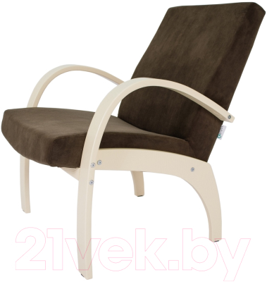 Кресло мягкое Мебелик Денди шпон (ультра шоколад/дуб шампань)