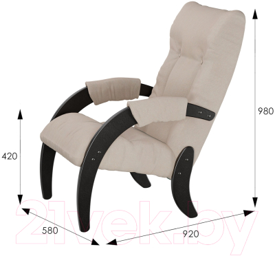 Кресло мягкое Мебелик Модель 61 (ультра санд/венге)