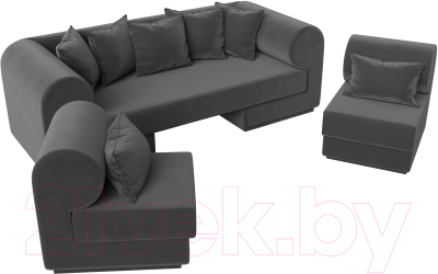 Комплект мягкой мебели Лига Диванов Кипр набор 3 (велюр серый)