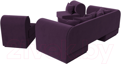 Комплект мягкой мебели Лига Диванов Кипр набор 3 (велюр фиолетовый)