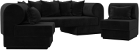 Комплект мягкой мебели Лига Диванов Кипр набор 3 (велюр черный) - 