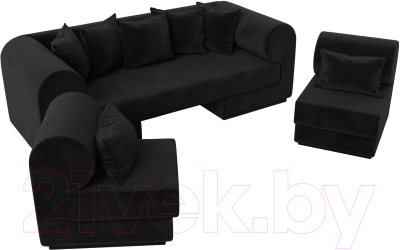 Комплект мягкой мебели Лига Диванов Кипр набор 3 (велюр черный)