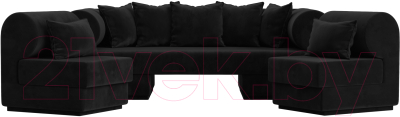 Комплект мягкой мебели Лига Диванов Кипр набор 3 (велюр черный)