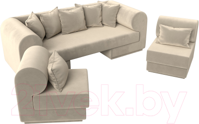 Комплект мягкой мебели Лига Диванов Кипр набор 3 (микровельвет бежевый)