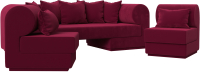 Комплект мягкой мебели Лига Диванов Кипр набор 3 (микровельвет бордовый) - 