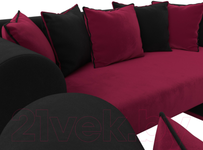 Комплект мягкой мебели Лига Диванов Кипр набор 3 (микровельвет бордо/микровельвет черный/подушки микровельвет бордовый)