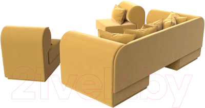 Комплект мягкой мебели Лига Диванов Кипр набор 3 (микровельвет желтый)