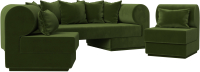 Комплект мягкой мебели Лига Диванов Кипр набор 3 (микровельвет зеленый) - 