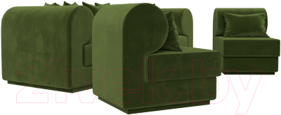 Комплект мягкой мебели Лига Диванов Кипр набор 3 (микровельвет зеленый)