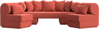 Комплект мягкой мебели Лига Диванов Кипр набор 3 (полностью микровельвет коралловый) - 