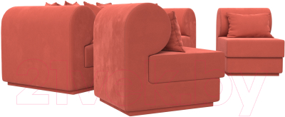 Комплект мягкой мебели Лига Диванов Кипр набор 3 (полностью микровельвет коралловый)