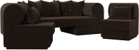 Комплект мягкой мебели Лига Диванов Кипр набор 3 (микровельвет коричневый) - 
