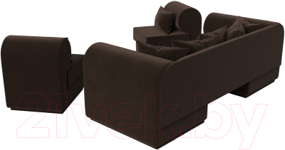 Комплект мягкой мебели Лига Диванов Кипр набор 3 (микровельвет коричневый)