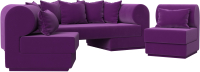 Комплект мягкой мебели Лига Диванов Кипр набор 3 (микровельвет фиолетовый) - 