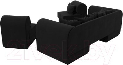 Комплект мягкой мебели Лига Диванов Кипр набор 3 (микровельвет черный)