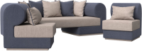 Комплект мягкой мебели Лига Диванов Кипр набор 3 (рогожка Berat бежевый/рогожка Berat серый/подушки бежевый) - 