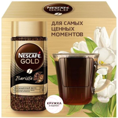 Кофе растворимый Nescafe Gold Barista с добавлением молотого с кружкой (85г)