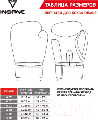Боксерские перчатки Insane Mars / IN22-BG100 (10oz, красный)