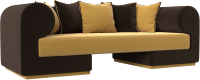 Диван Лига Диванов Кипр (микровельвет желтый/микровельвет коричневый/подушки микровельвет желтый/коричневый) - 