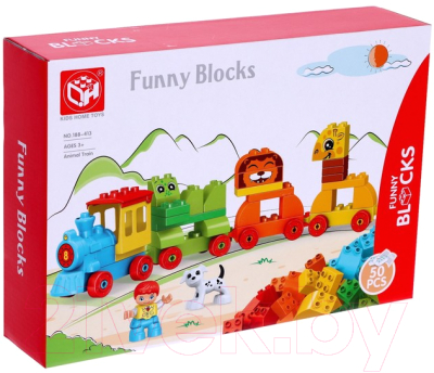 Конструктор Kids Home Toys Поезд с зверюшками 188-413 / 7120609