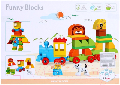 Конструктор Kids Home Toys Поезд с зверюшками 188-413 / 7120609