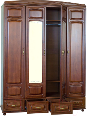 Шкаф Боринское Мебель Кристина 4-х дверный с ящиками (орех)