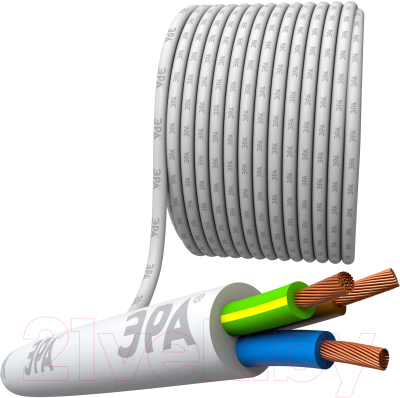 Провод силовой ЭРА ПВС 3х1.5мм2 / Б0058825 (5м, белый)