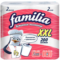 Бумажные полотенца FAMILIA Двухслойные XXL (2рул, белый) - 