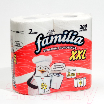 Бумажные полотенца FAMILIA Двухслойные XXL (2рул, белый)