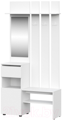 Секция в прихожую NN мебель Токио с зеркалом (белый текстурный)