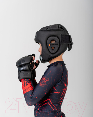 Боксерский шлем BoyBo B-Series (М, черный/оранжевый)