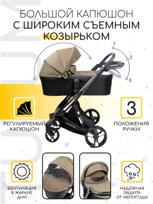 Детская универсальная коляска Amarobaby Tutum 2 в 1 / AB22-10TUTUM/03 (бежевый)