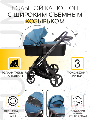 Детская универсальная коляска Amarobaby Tutum 2 в 1 / AB22-10TUTUM/20 (синий)