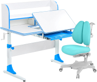 Парта+стул Anatomica Study-100 Lux Armata Duos с органайзером (белый/голубой/голубой) - 