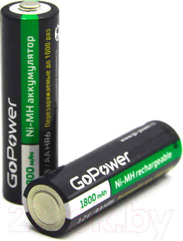 Комплект аккумуляторов GoPower AA/HR6 Ni-MH 1800мАч / 00-00015317 (2шт) — фото 2
