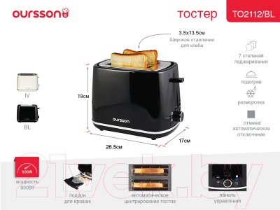 Тостер Oursson TO2112/BL