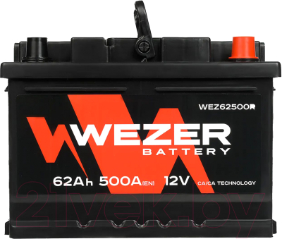 Автомобильный аккумулятор Wezer 500A R+ / WEZ62500R (62 А/ч)
