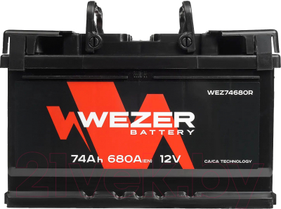 Автомобильный аккумулятор Wezer 680A R+ / WEZ74680R (74 А/ч)