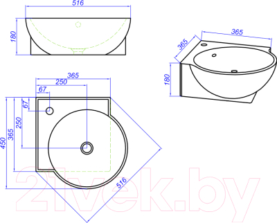 Изображение товара Умывальник Aqwella Дельта 45 / 4640021061435