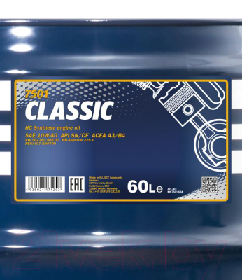 Моторное масло Mannol Classic 10W40 SN/CF / MN7501-60 (60л)