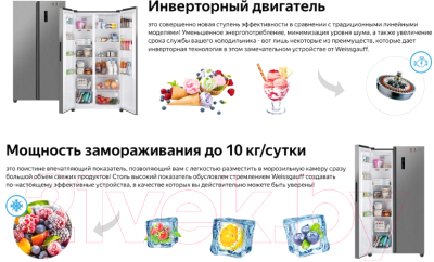 Изображение товара Холодильник с морозильником Weissgauff WSBS 500 NFX Inverter
