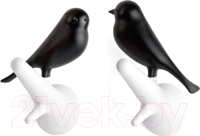 Набор крючков для одежды Qualy Sparrow / QL10067-WH-BK (2шт, белый/черный)