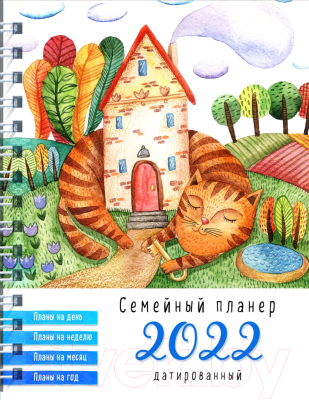 Планинг Эксмо Семейный планер на 2022 год. Кот, охраняющий дом / 9785041551186