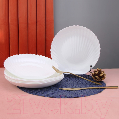 Набор тарелок Arya Shell / 8680943224156 (6шт, белый)