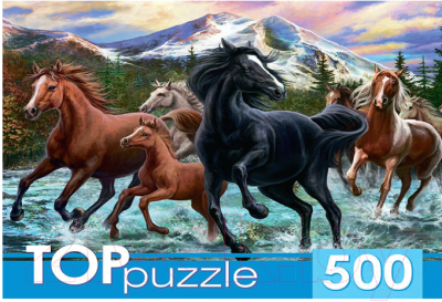 Пазл Top Puzzle Табун лошадей в горах / ХТП500-6812 (500эл)