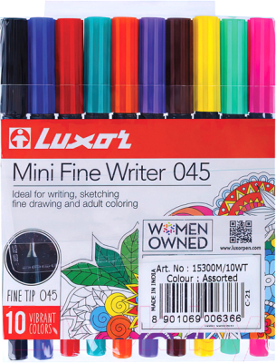 Набор капиллярных ручек Luxor Mini Fine Writer 045 / 15300M/10W (10цв)