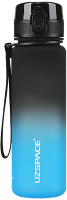 Бутылка для воды UZSpace Colorful Frosted / 3026 (500мл, черный/голубой)