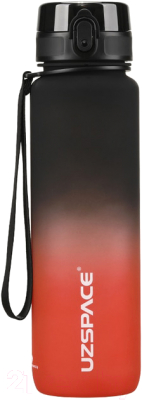 Бутылка для воды UZSpace Colorful Frosted / 3038 (1л, черный/красный)