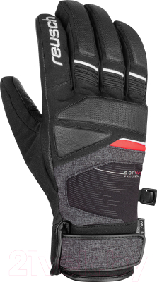 Перчатки лыжные Reusch Storm R-Tex XT / 6001216-7680 (р-р 7, Black/Black Melange/Fire Red)